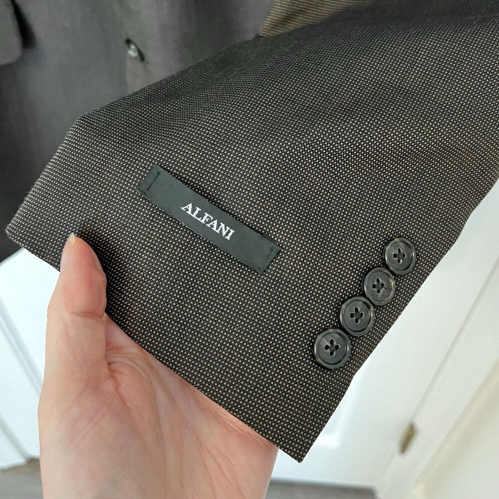ALFANI 3 Button Fully Lined Silk Wool Blazer Sport Coat Brown Mens 42L NWT - Picture 3 of 6